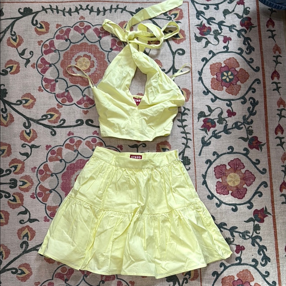 STAUD Yellow skirt and halter top